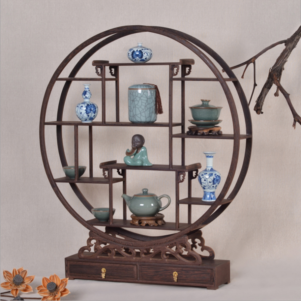 한옥 카페장식 송악 찻잔 다관 장식장 60x70cm - 상품 이미지