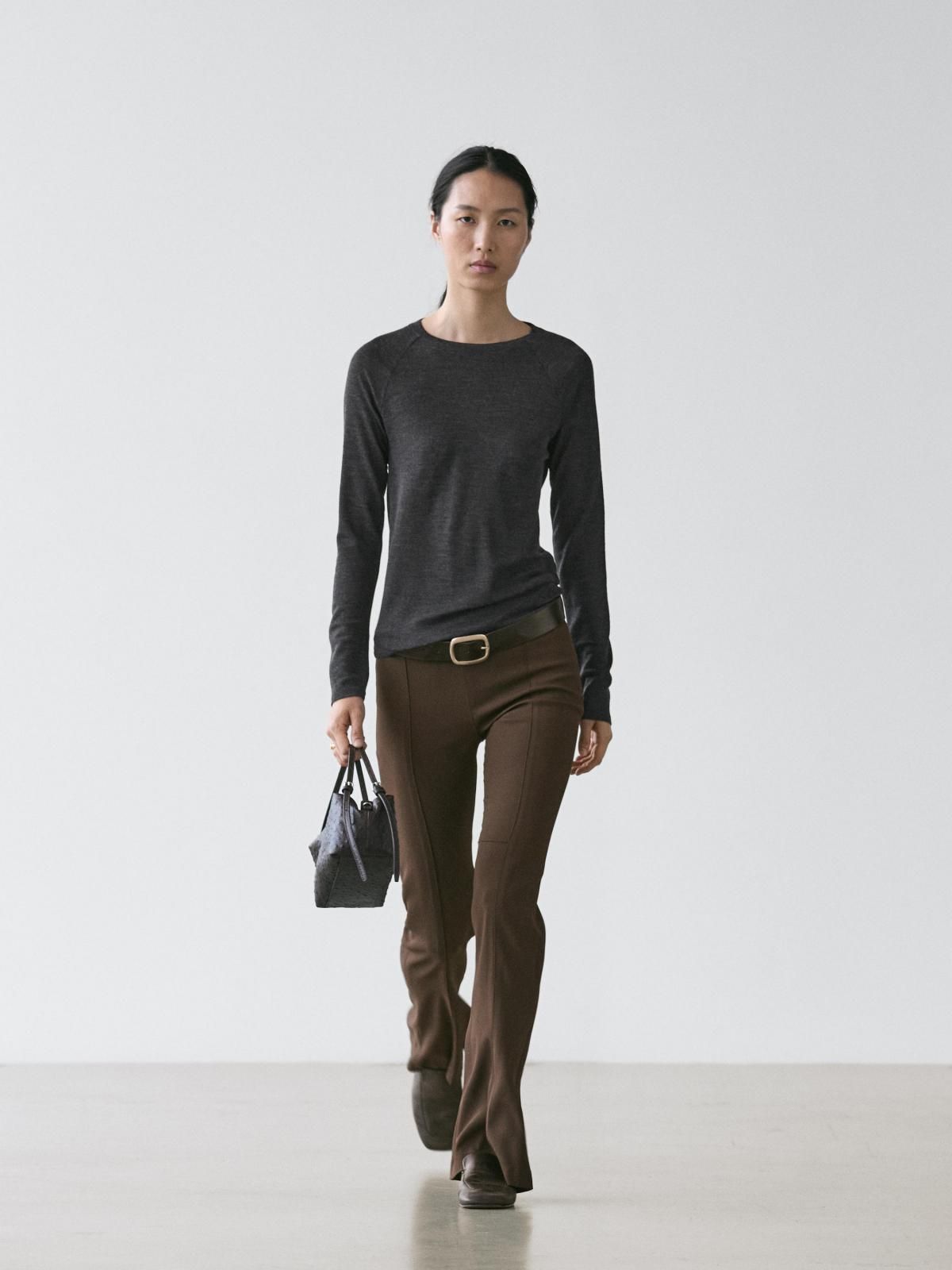 마시모두띠 테크니컬 울 래글런 긴팔 티셔츠 6266/523 ANTHRACITE GREY - 상세 이미지 2