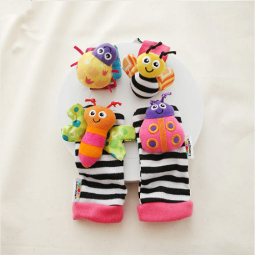 라마즈 애벌레 오감 풀세트 국민 아기장난감 애벌레 핑크/노랑+손발목 딸랑이+촉각 주사위