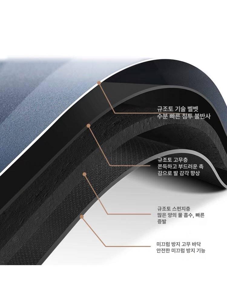 두꺼운 방수 미끄럼방지 실리콘 화장실 현관 발판 DDZ850 40 x 60 3.5mm 이미지 6
