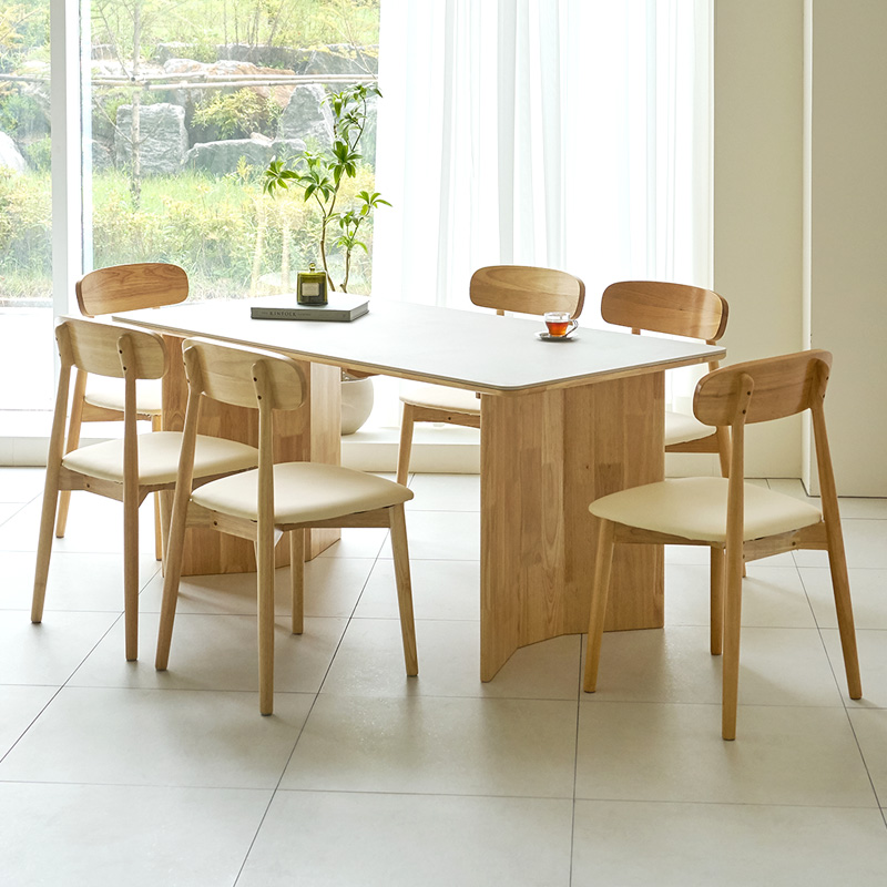 루네뜨 4인용 세라믹식탁 N2 포세린 원목 식탁 세트