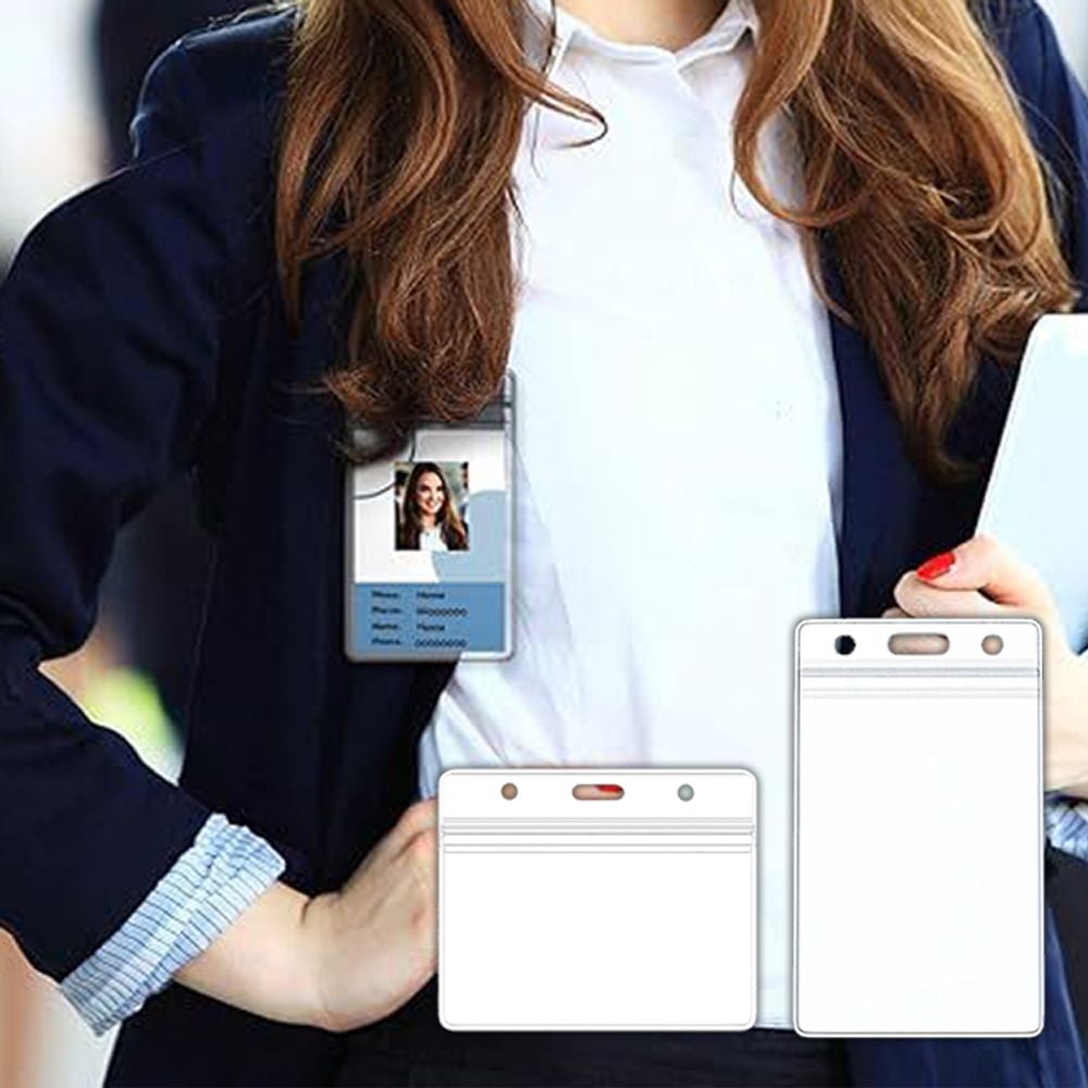 PVC 투명 방수 카드 커버 명찰 사원증 케이스 홀더 - 상품 이미지