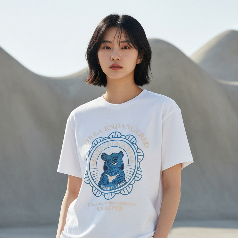 지리산국립공원 반달가슴곰 티셔츠 화이트 - 상품 이미지