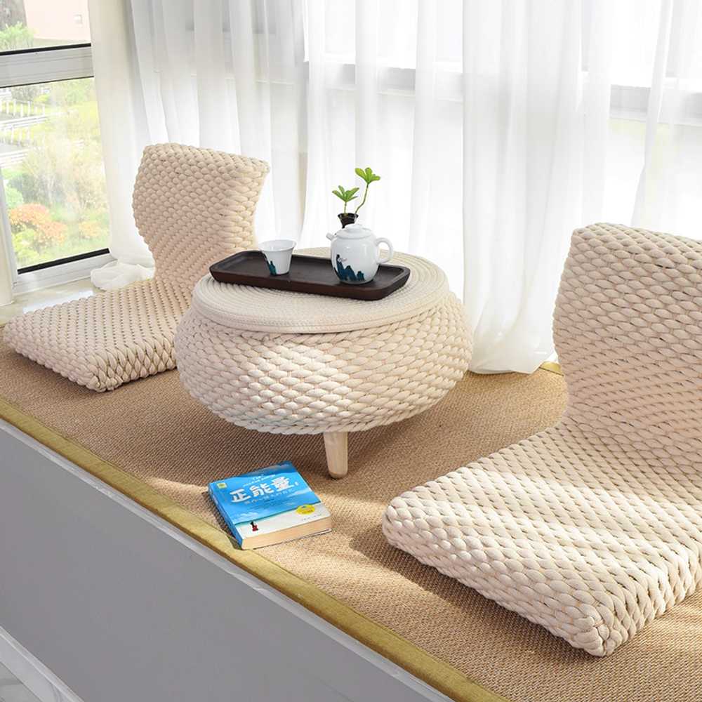 라탄 좌식 테이블 미니 일본식 탁자 인테리어 거실 차 50cm - 상세 이미지 4