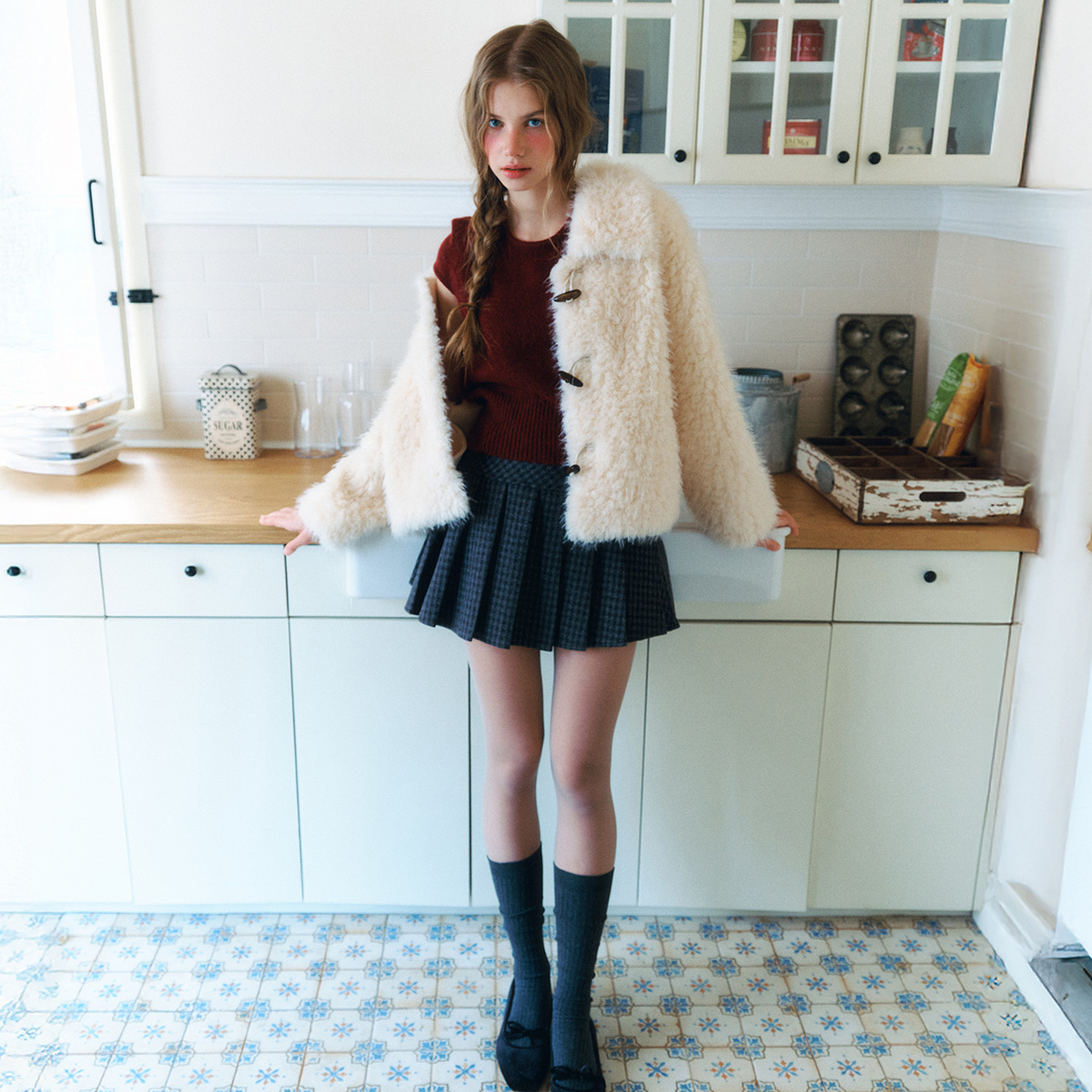 로엠 체크 플리츠 미니 스커트 RMWHF4CRTE - 상품 이미지