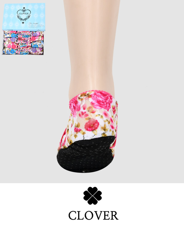 프린토리 잔잔한 플라워 꽃자수 포인트 숙녀 덧신 SW2306-0028 - 상품 이미지