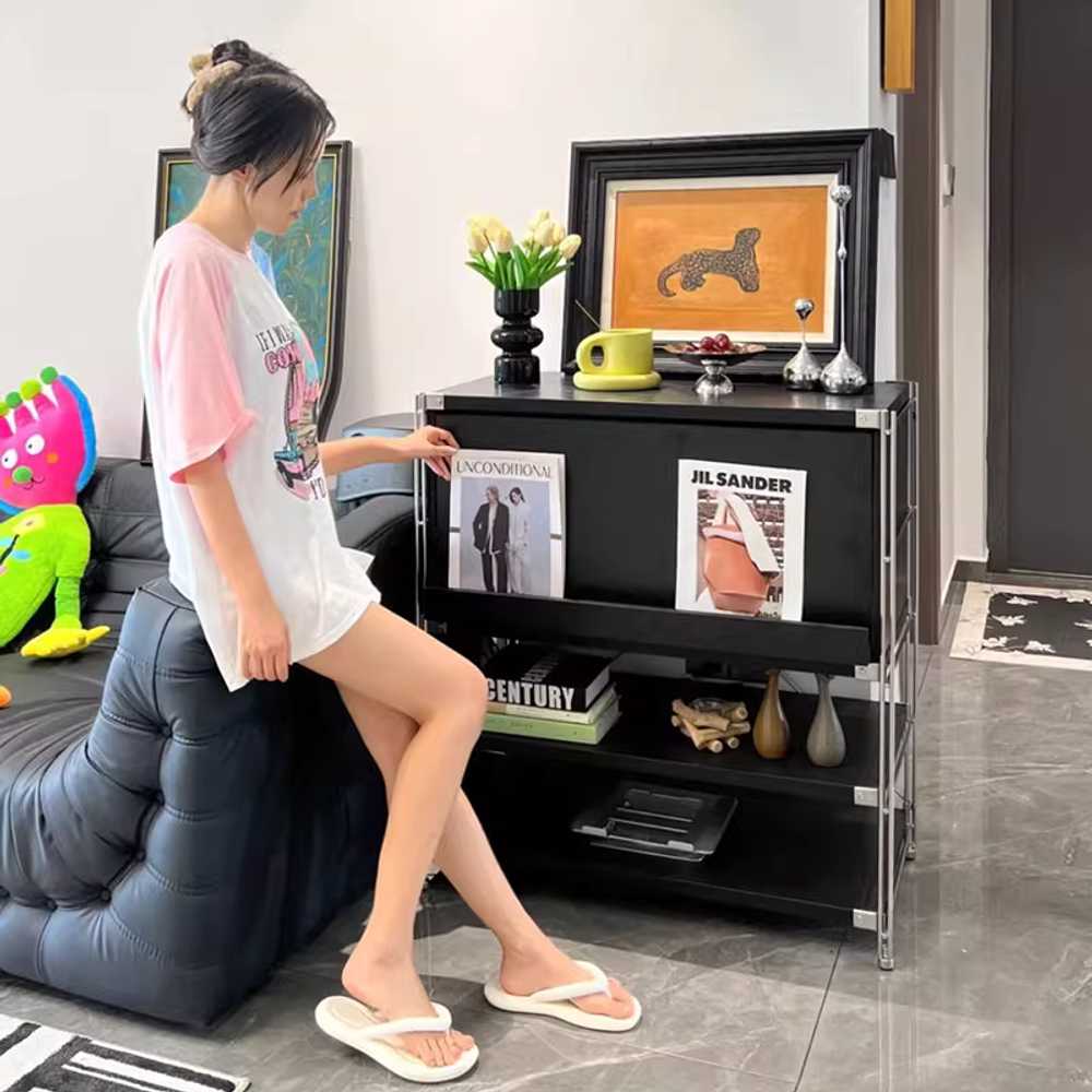 거실 매거진 랙 수납 선반 잡지 정리 스탠드 정면 53.5x41x90cm + 전기도금 이미지 6