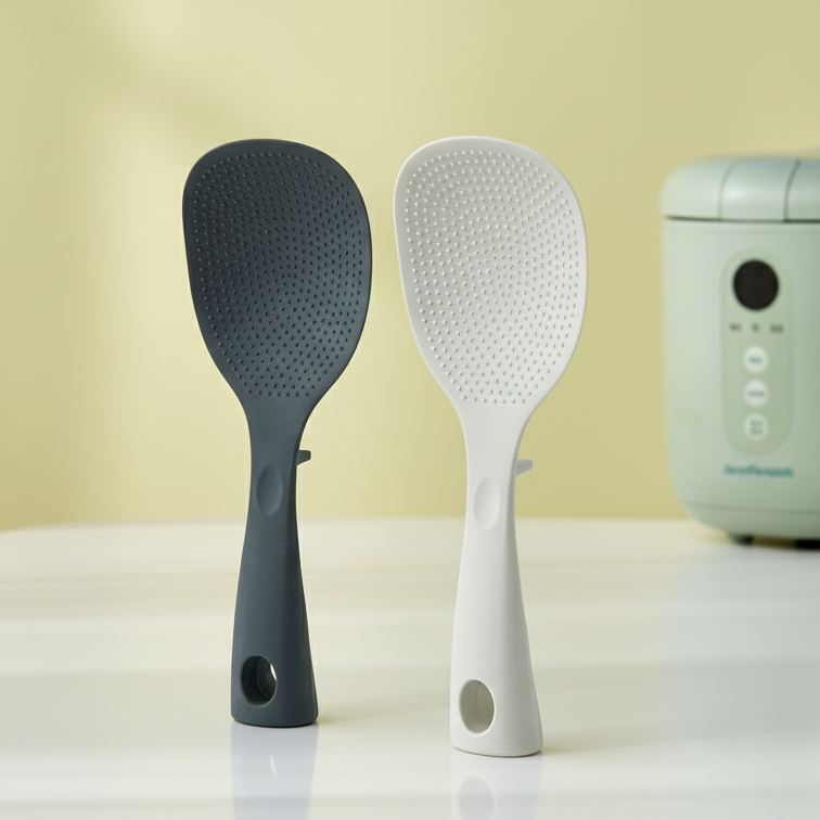 실리콘 밥주걱 눕혀도 바닥에 닿지 않는 스탠딩 오뚝이 볶음주걱 제품 이미지