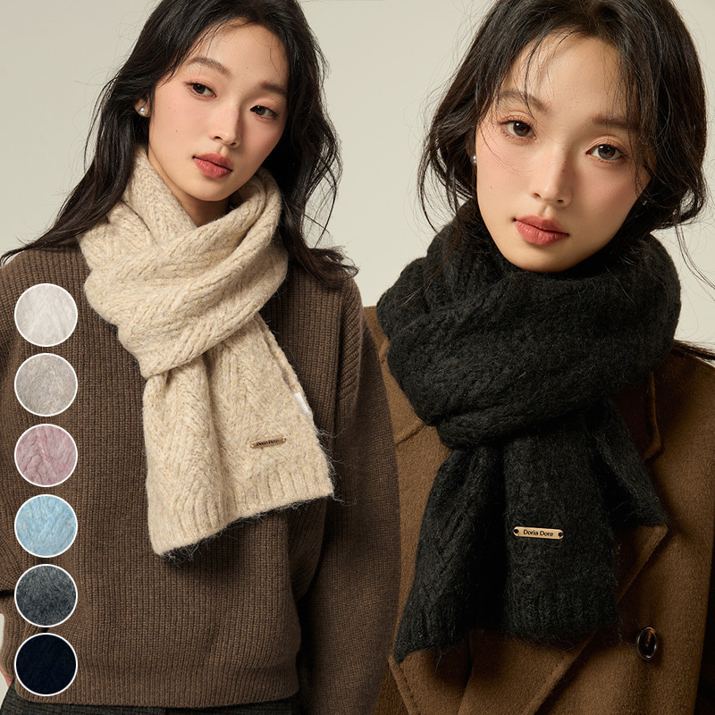 겨울 방한 목도리 알파카원단 혼방 헤링본짜임 니트 머플러 - 상품 이미지