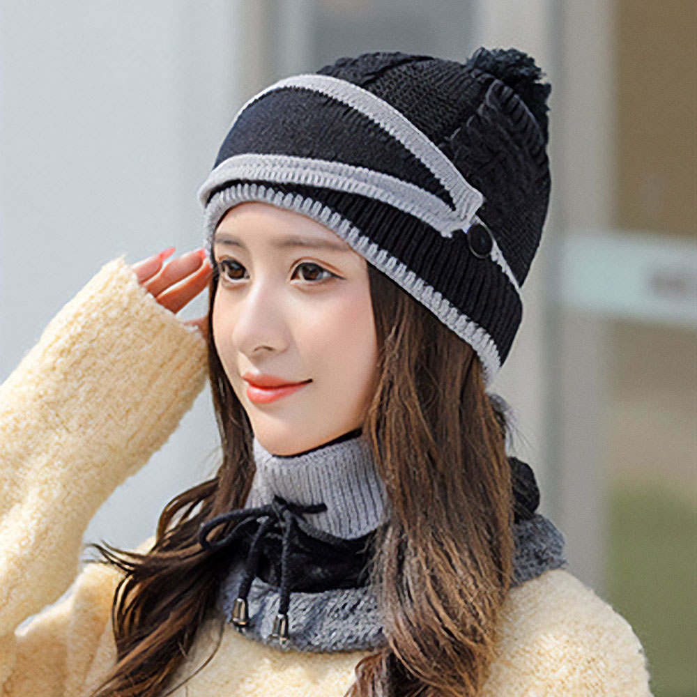 라엘 넥워머 털모자세트(블랙) 니트마스크모자 DT1236880 - 메인 이미지