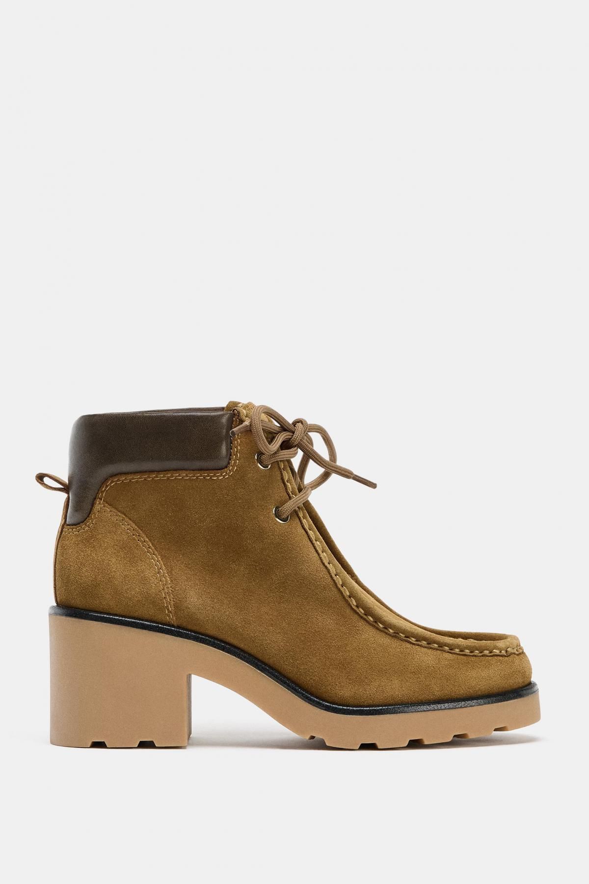 자라 레이스업 모카신 힐 앵클부츠 2103/710 BROWN - 상품 이미지