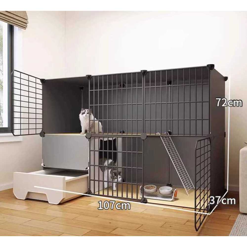 고양이 철장 펜스 반려묘 안전 격리 울타리 다단형 73x47x107cm + 3단 깊은형 고급 - 상세 이미지 3