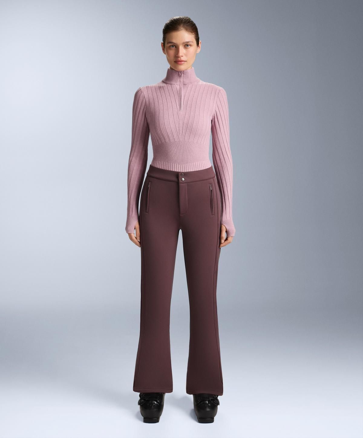 오이쇼 테크니컬 써멀 하이넥 립 니트 티셔츠 3829/795 PINK-MAUVE - 상세 이미지 4