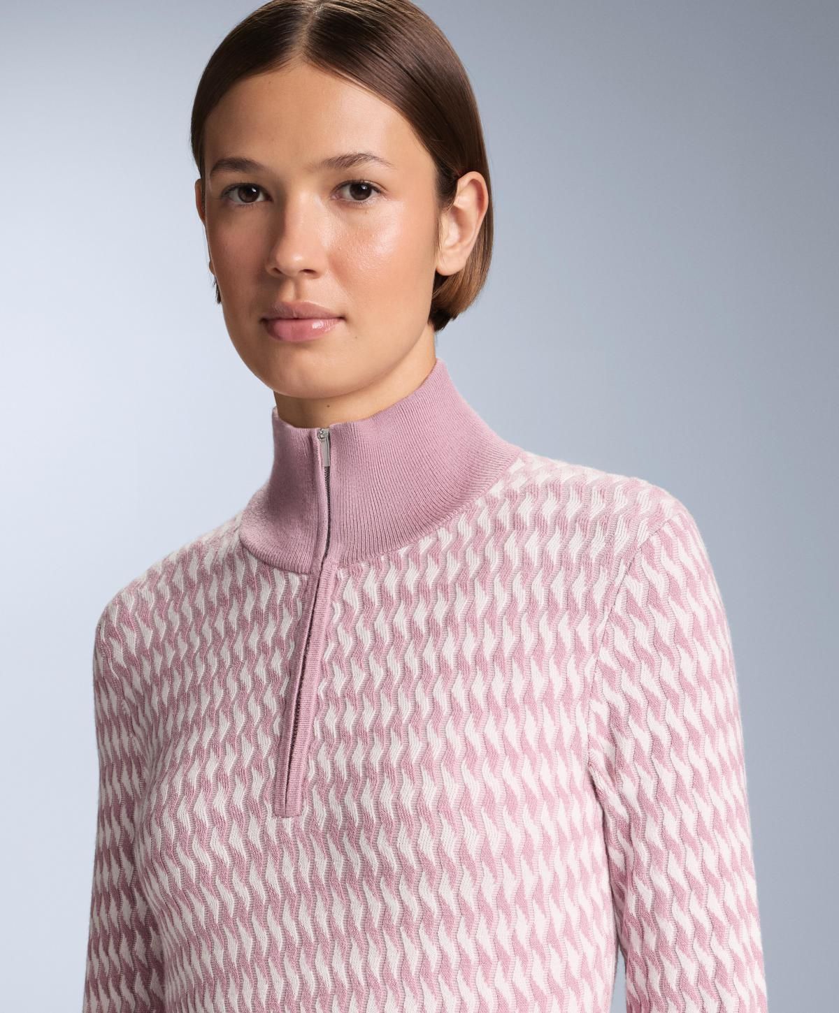 오이쇼 자카드 니트 베이스레이어 탑 핑크 3830/795 PINK-MAUVE - 상세 이미지 5