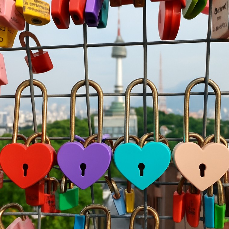 남산타워 사랑의 하트 자물쇠 사랑 러브 기념일 징표 이벤트 커플 열쇠 프로포즈 선물 - 메인 이미지