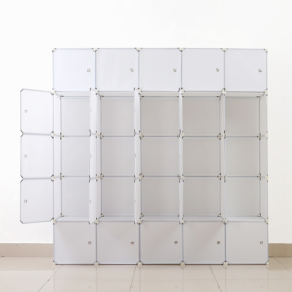 모던 화이트 선반 의류수납 옷장(183x183cm) (25칸) - 상세 이미지 3