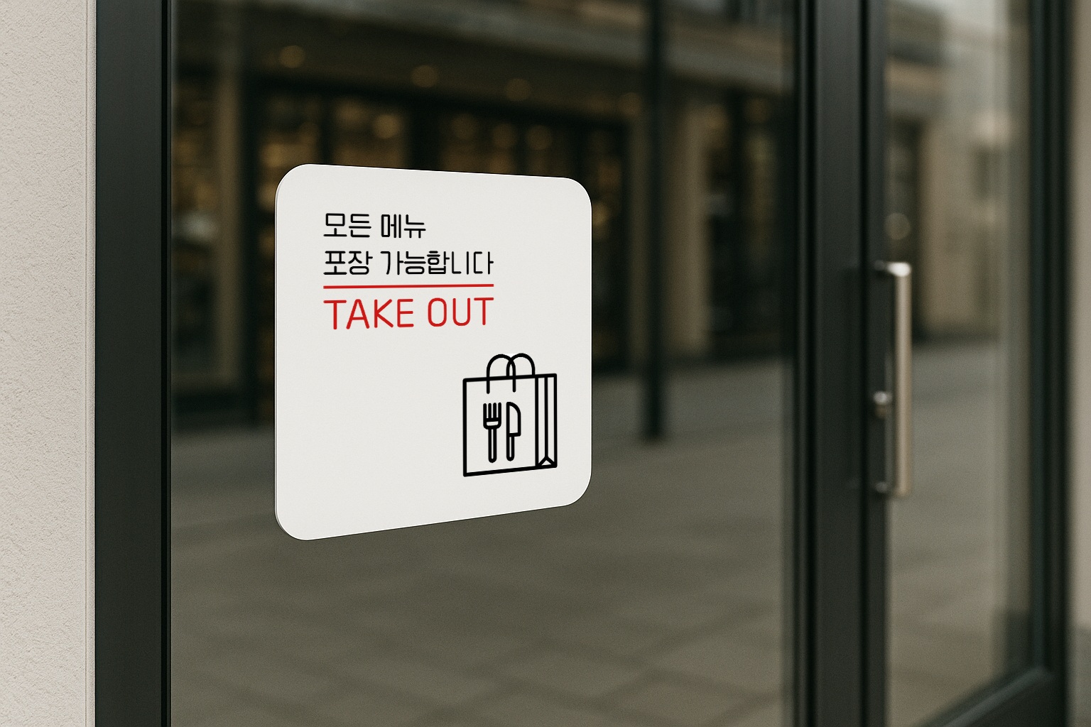 포장가능 표지판 테이크아웃 안내판 표찰 TAKE OUT 안내 040 100x100 - 상세 이미지 2