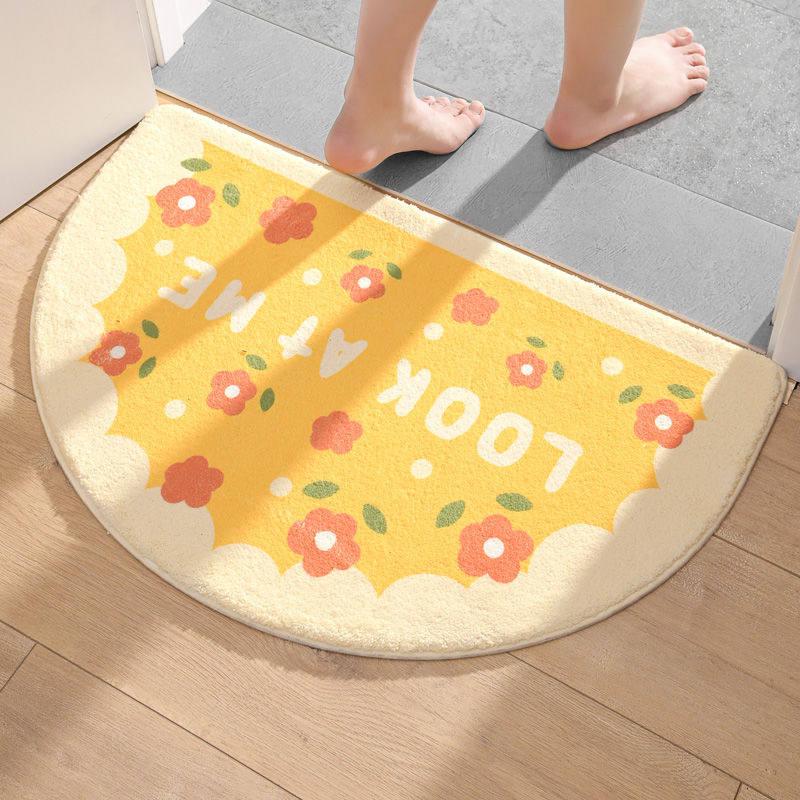 욕실 현관 화장실 발매트 물흡수 미끄럼방지 반원형 침실용 스트로베리핑크 40 x 60cm - 상세 이미지 3