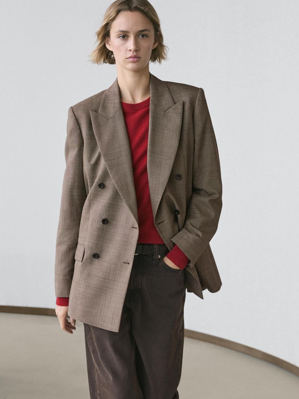 마시모두띠 체크 더블 울 테일러드 블레이저 6000/648 BEIGE - 상세 이미지 4