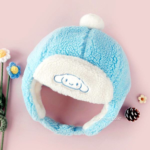 산리오 부클 공군모-블루 큐티하트 시나모롤 방한모자 털모자 겨울모자 겨울용품 방한용품 - 메인 이미지