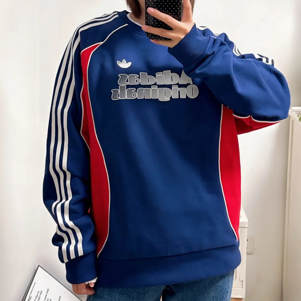 아디다스 오리지널 레트로 믹스 크루넥 스웨트 셔츠 맨투맨 티셔츠 네이비 JN3793 - 상품 이미지