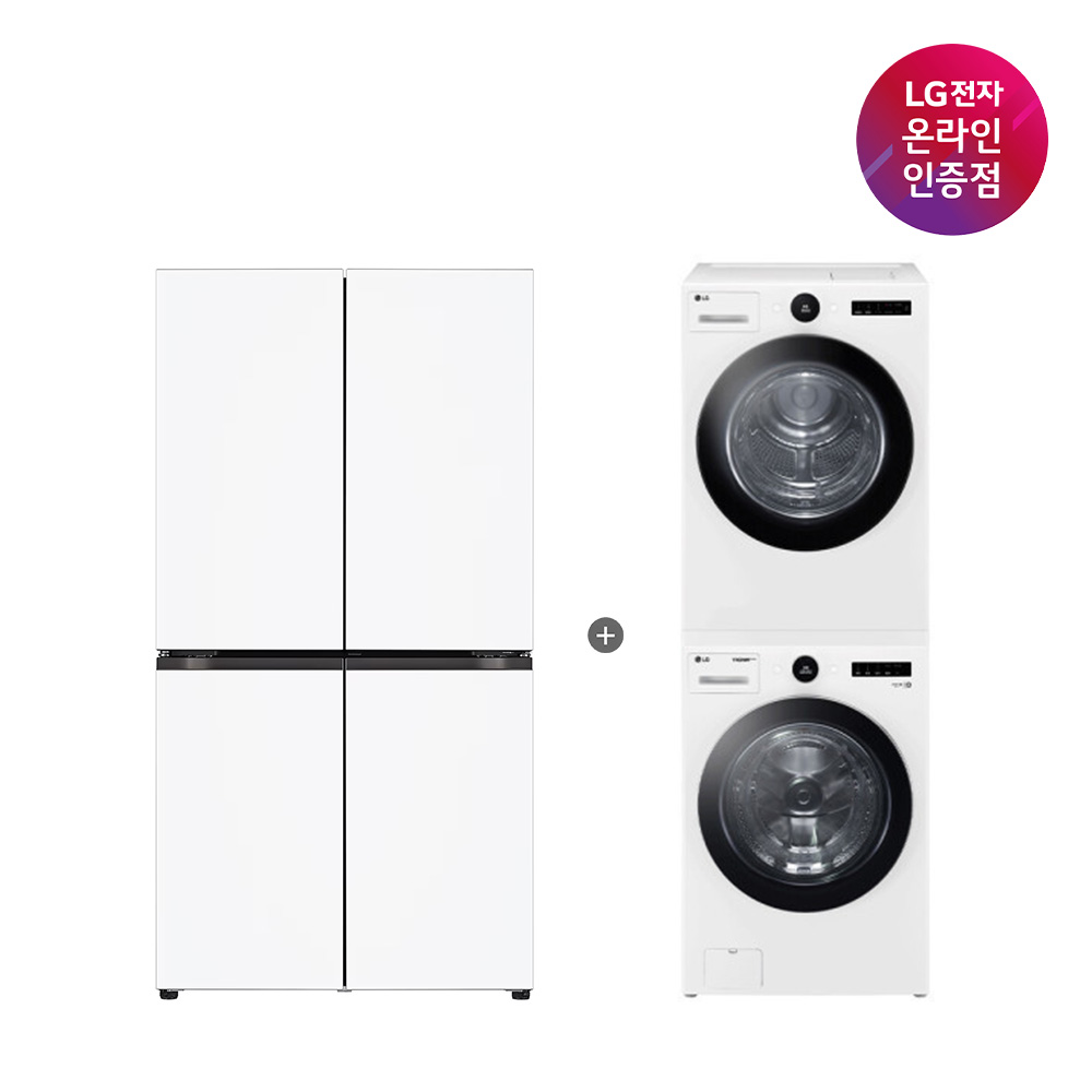 LG 디오스 오브제컬렉션 매직스페이스 냉장고 + LG 트롬 세탁기건조기 세트 (T875MHH111 + FX23WA-20WQ)