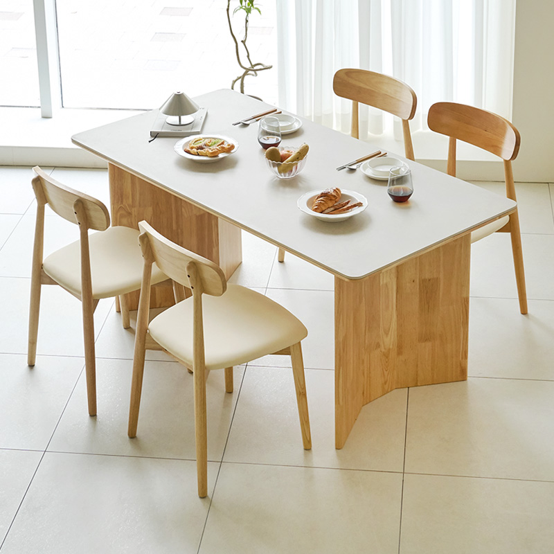 루네뜨 4인용 세라믹식탁 N2 포세린 원목 식탁 세트
