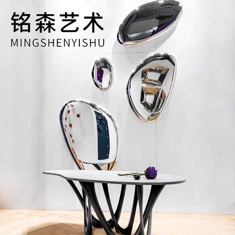 조약돌 거울 비정형 미러 벽걸이 물방울 디자인 카페 60/30/30cm - 상세 이미지 3
