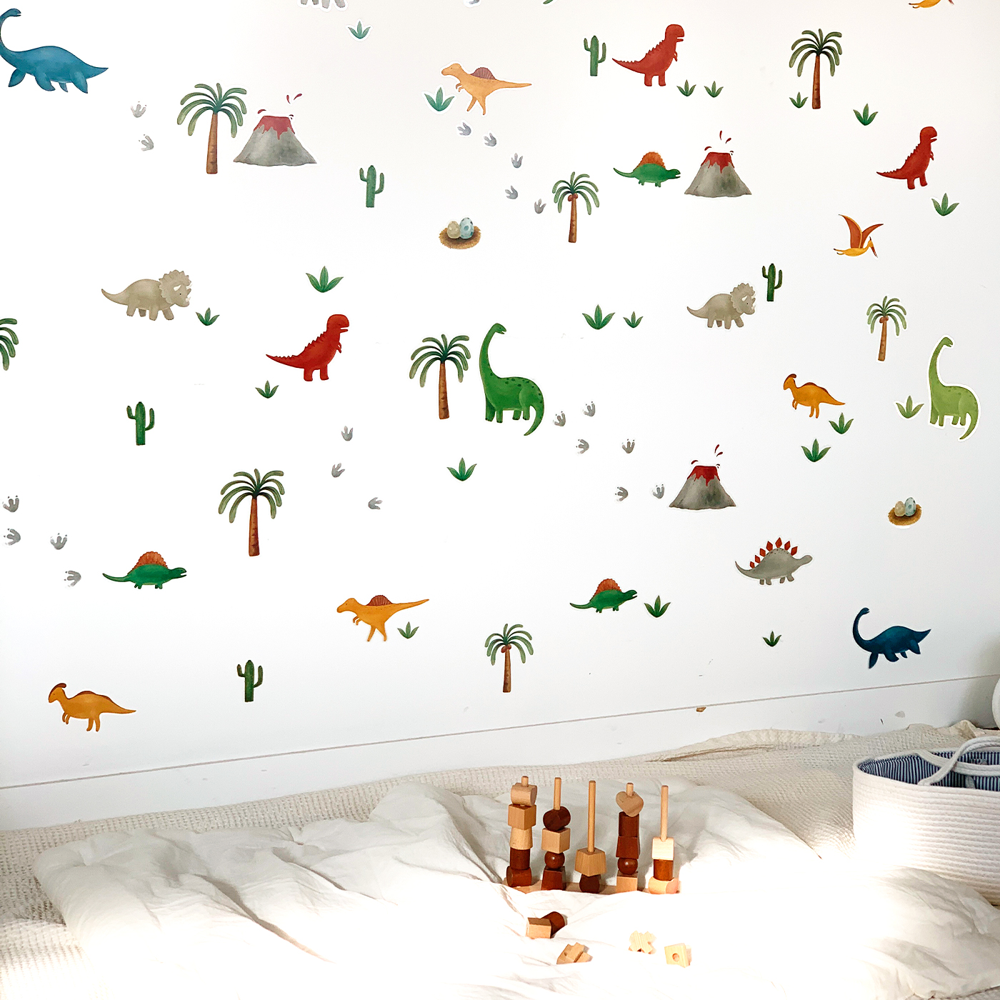 1+1 아카시아봉봉 국내제작 아기방 벽지 공룡 포인트 스티커 시트지 6장세트