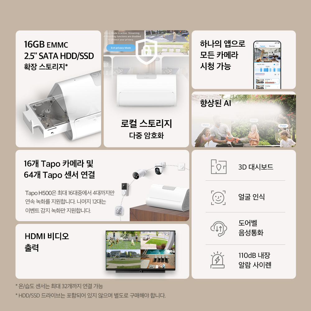 티피링크 Tapo H500 통합관리 허브 HDD/SSD 확장 스토리지 - 상세 이미지 5