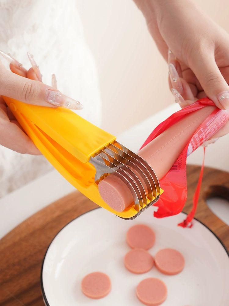 과일 멀티 커팅기 슬라이스 절단기 햄 커터 주방용 다용도 과도 도구 옐로우 1개