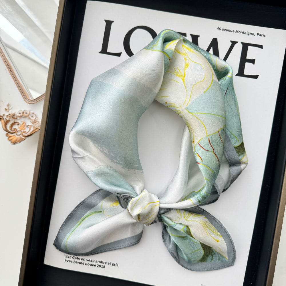 AMA- 0019 플라워 프린트 스카프 레이스 덧신