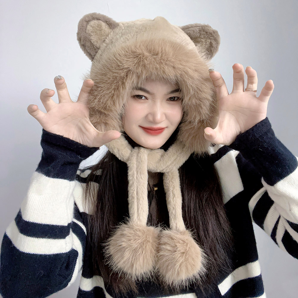 방울방울 곰돌이 귀달이 모자 겨울방한모자 트래퍼햇 DT1357778 - 상품 이미지