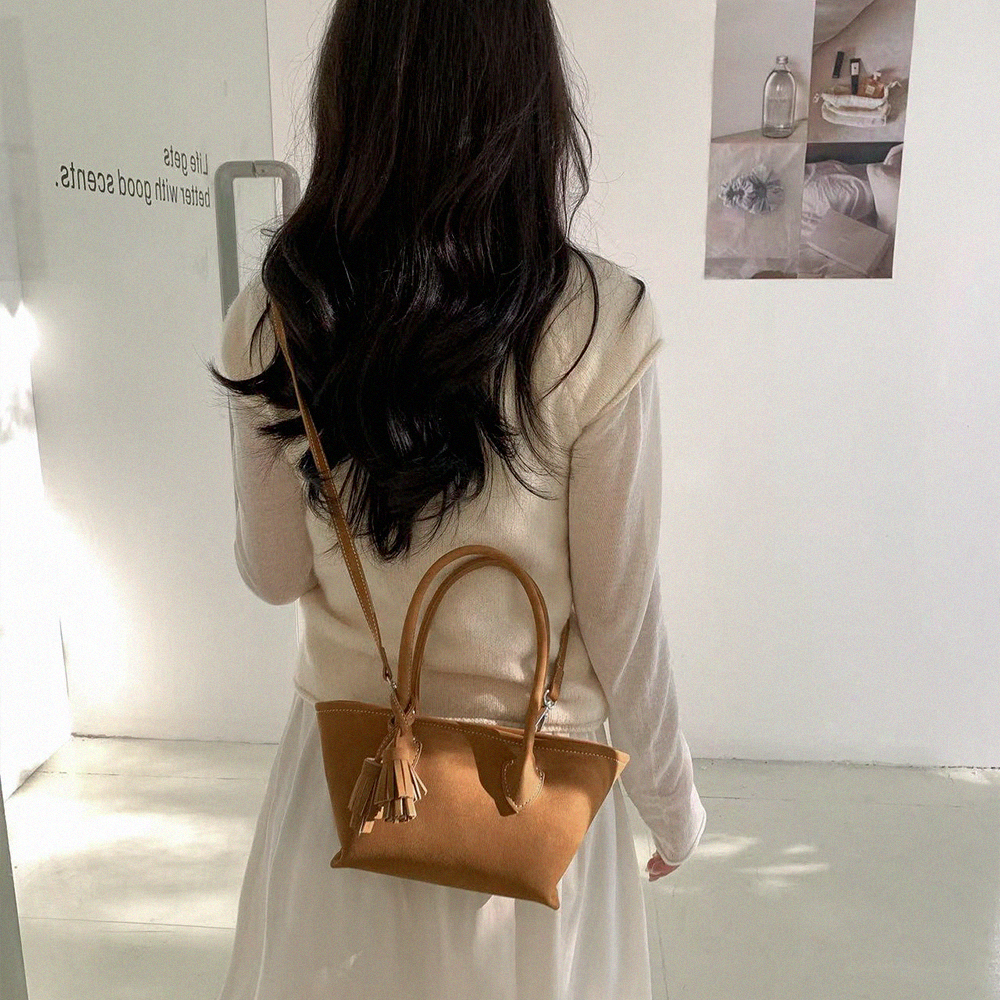 스웨이드 미니 토트 크로스백 가을 겨울 데일리 세무 가방 596 (4color) - 상세 이미지 3
