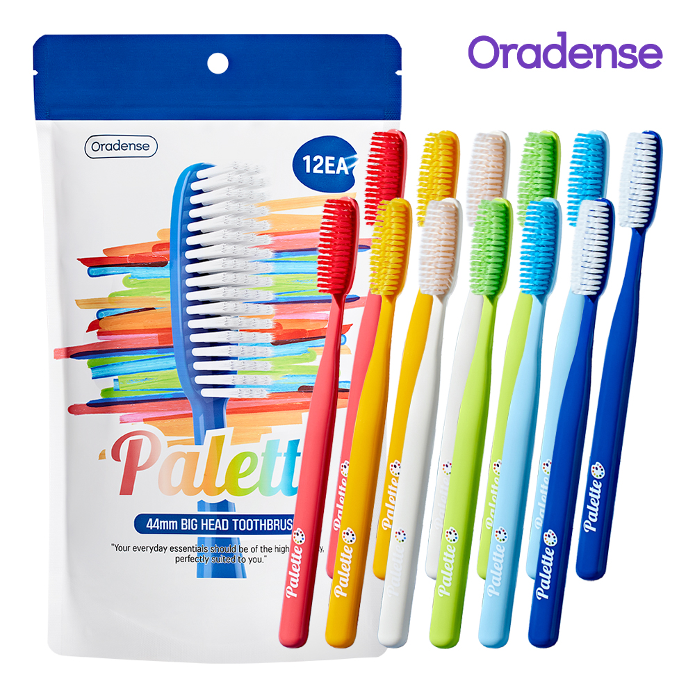 오라덴스 미세모 대왕 큰 팔레트 칫솔 대형 점보 넓은 빅헤드 왕 긴칫솔 12개입, 1개 제품 이미지