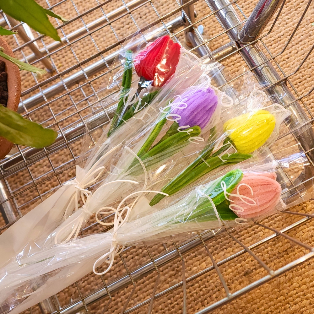 모루꽃다발 완제품 한송이 꽃 튤립 졸업식 학예회 발표회 재롱잔치 선물 - 상세 이미지 4
