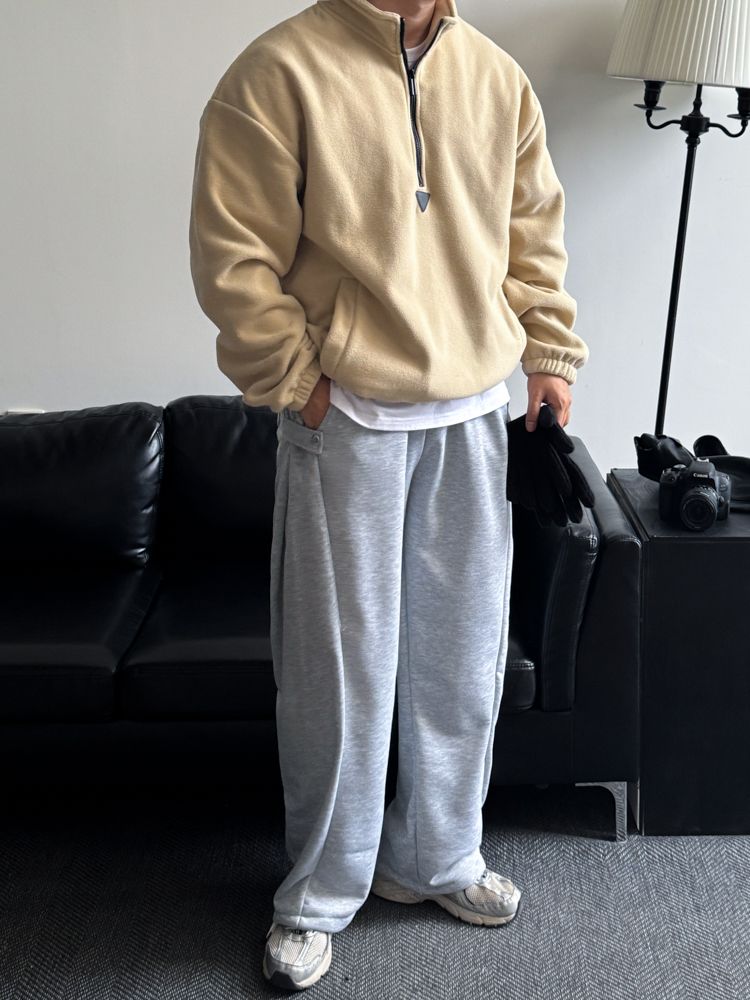 폴라플리스 후리스 기모 안감 반집업 아노락 티셔츠 - 상세 이미지 5