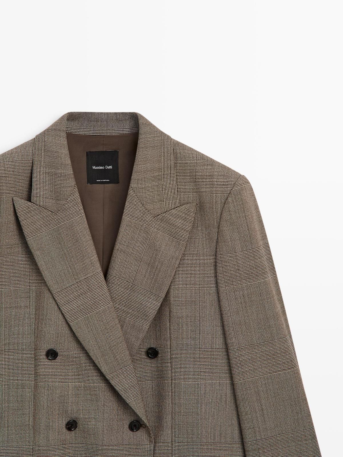 마시모두띠 체크 더블 울 테일러드 블레이저 6000/648 BEIGE 이미지 6