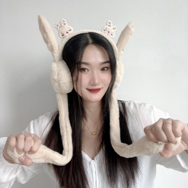 쫑긋 귀마개 겨울귀도리 토끼 패션귀마개 움직이는 방한털귀도리 방한털귀덮개 방한귀도리 방한귀 - 상품 이미지