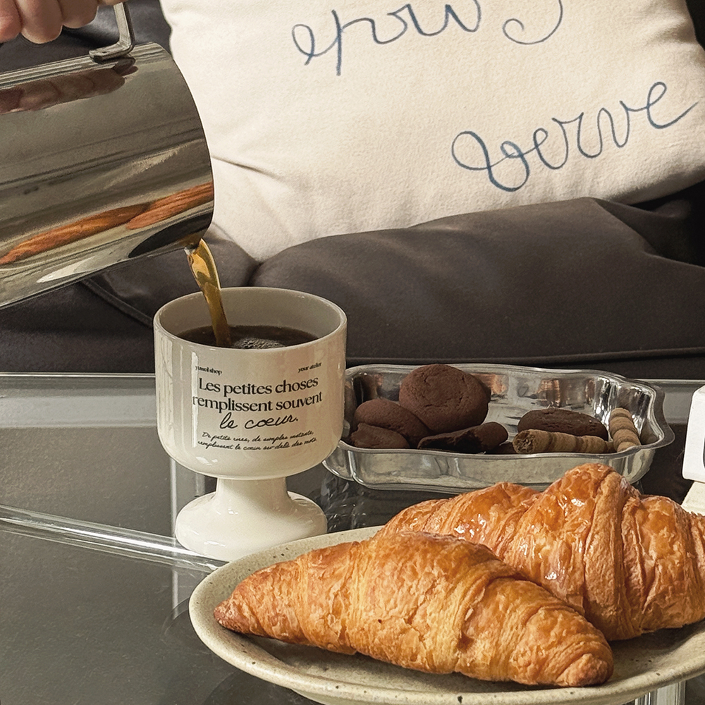 유월가게 모망 세라믹 레터링 고블렛잔 2p 선물 세트 집들이 선물 와인잔