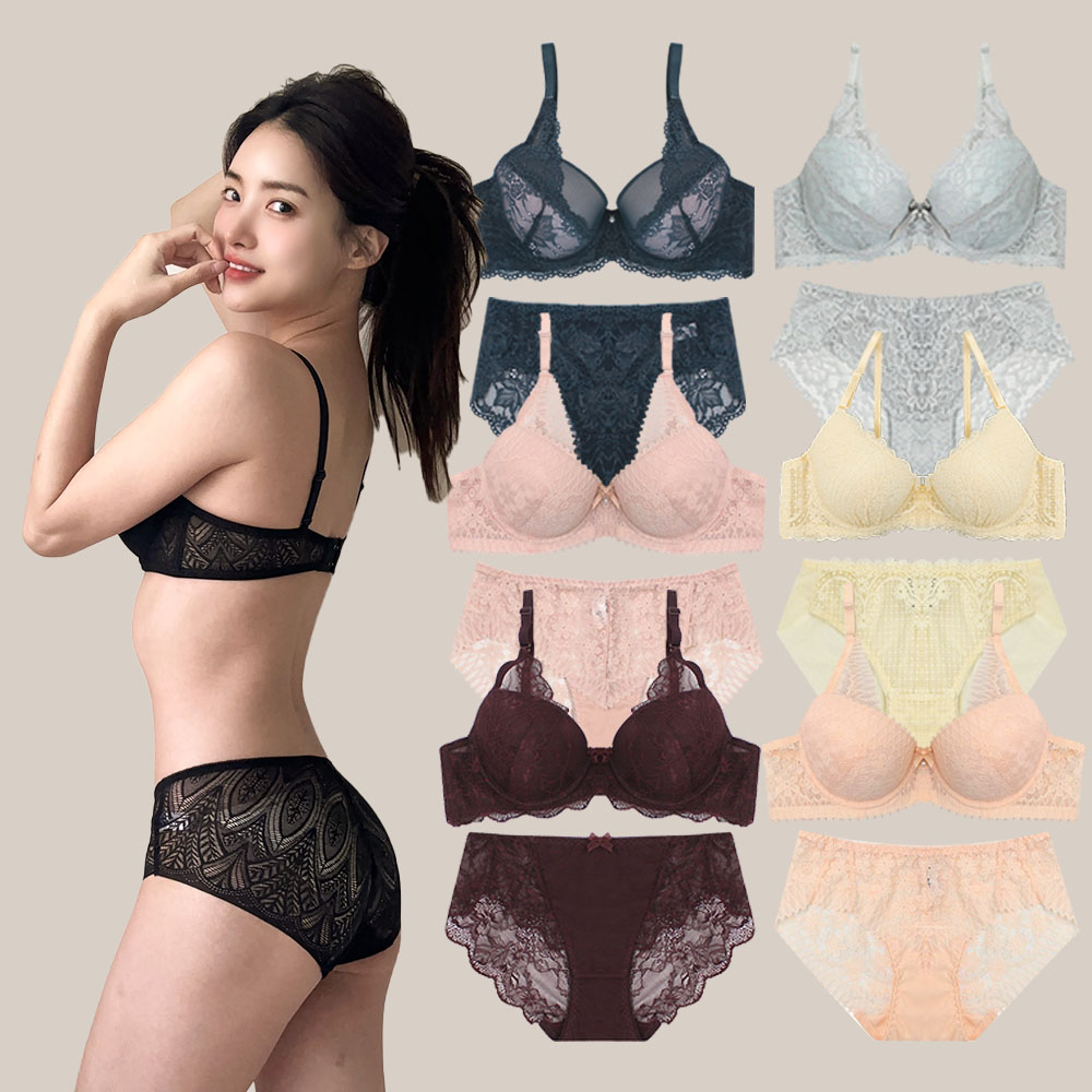 [모음전] 여성속옷 노와이어 볼륨업 몰드 레이스 브라 팬티 햄팬티 세트 제품 이미지