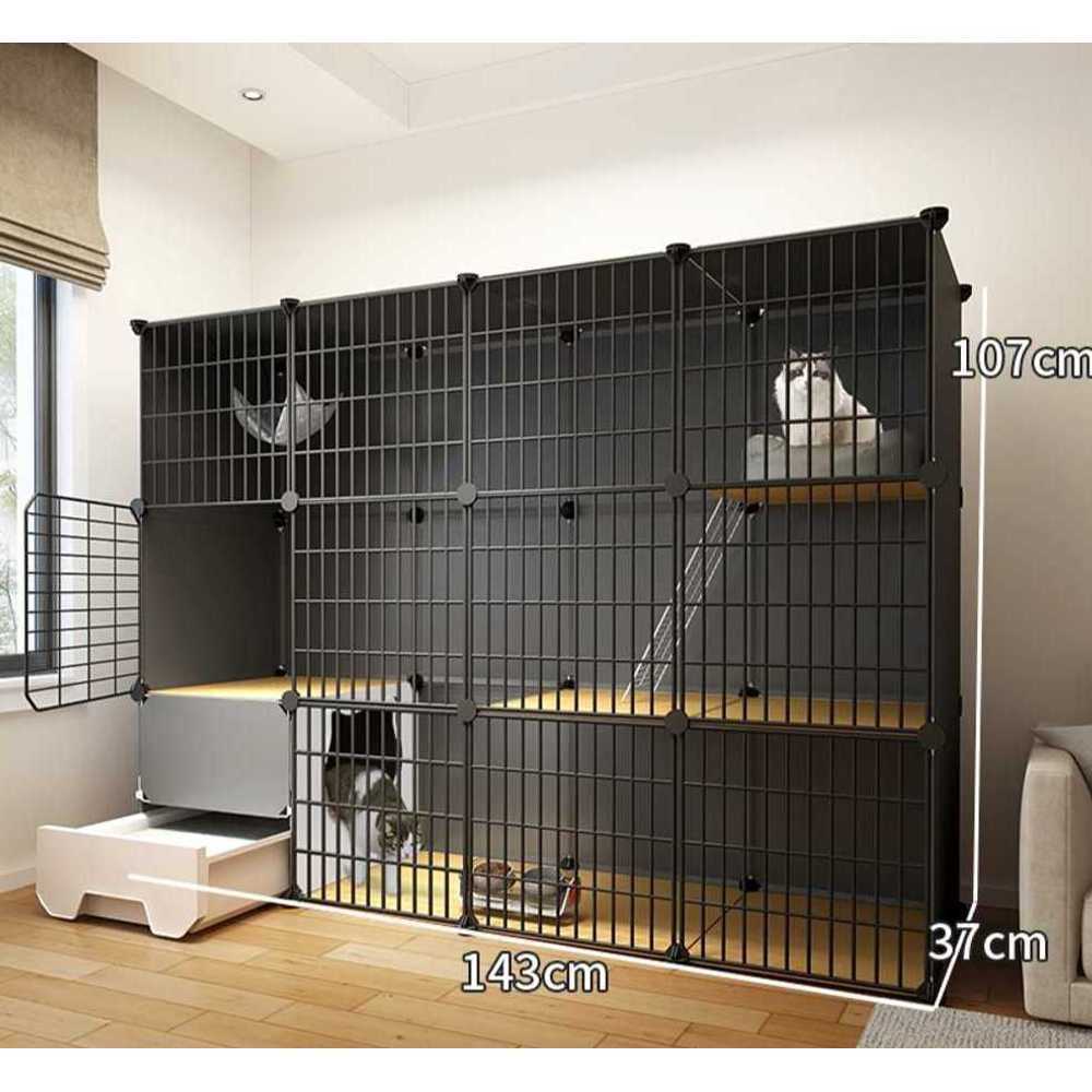 고양이 철장 펜스 반려묘 안전 격리 울타리 다단형 73x47x107cm + 3단 깊은형 고급 - 상세 이미지 5