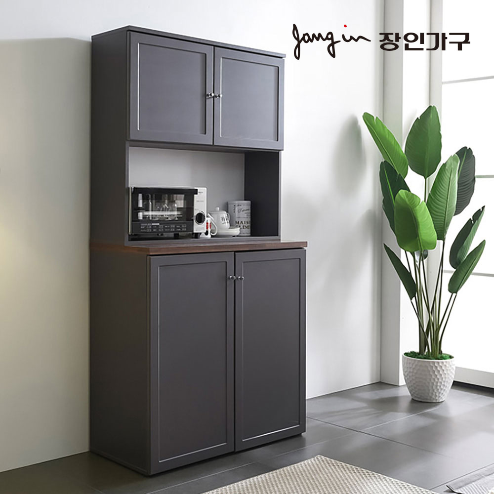 장인가구 쉐프 그레이 800 홈바 주방수납장 상부장세트 - 상세 이미지 2