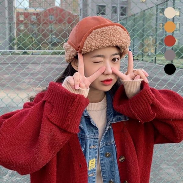 소재 여성 모자 귀달이 따뜻 뽀글이 안감 전체 귀여운 - 상품 이미지