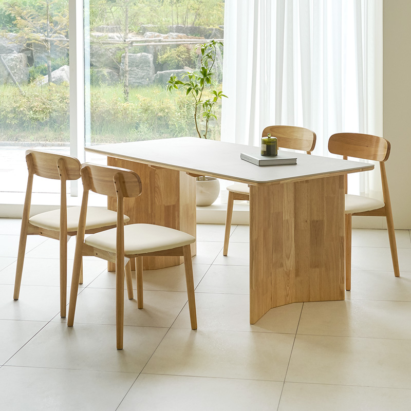 루네뜨 4인용 세라믹식탁 N2 포세린 원목 식탁 세트