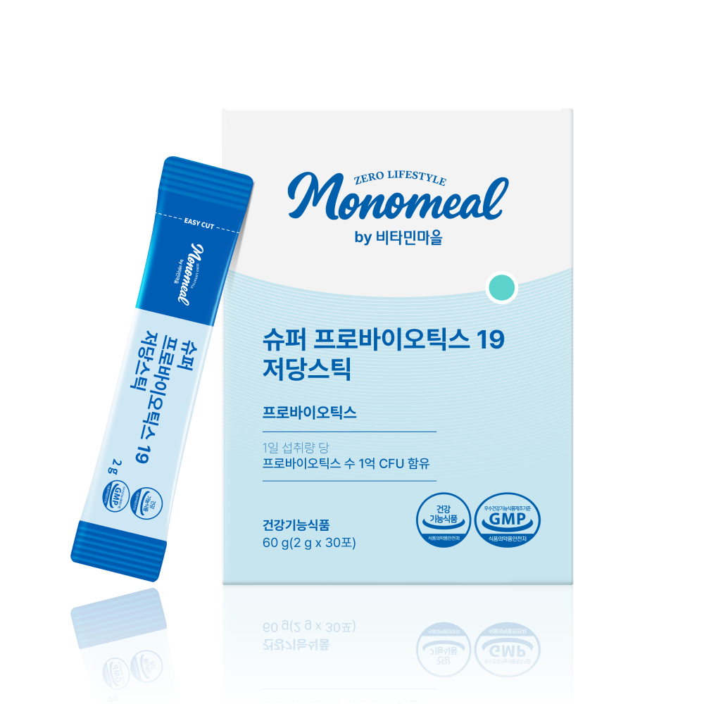 비타민마을 모노밀 슈퍼 프로바이오틱스 19 저당스틱 유산균 30포, 1개 - 상품 이미지