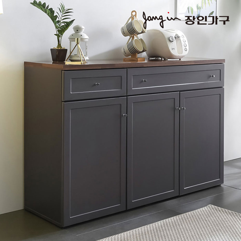 장인가구 쉐프 그레이 1200 홈바 서랍 주방수납장 - 상세 이미지 2