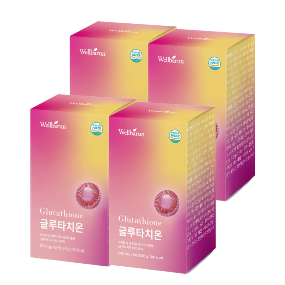 웰바른 리포좀 글루타치온 효능 600mg 고순도 글루타치온 2개월분 60정, 4개 - 상품 이미지