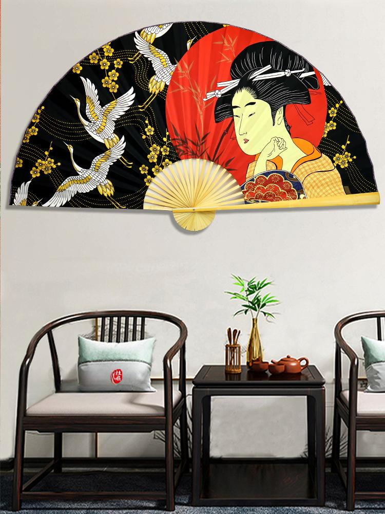 벽걸이용 부채 일본 전통그림 초대형 90cm 일본식 이자카야 초밥 스시 집 장식 인테리어 장난꾸러기 새들 90cm 내추럴 - 상세 이미지 5