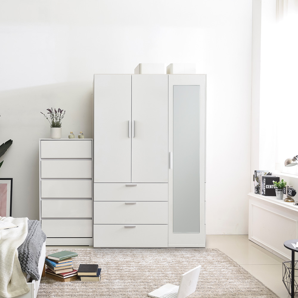 장인가구 메종 1200 옷장세트 E타입 (400 전신거울, 3단서랍 행거옷장) - 상세 이미지 2